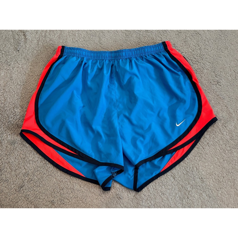 Nike Dri-FIT Womens Running Shorts Blue Orange Mesh Trim Size Medium Athletic